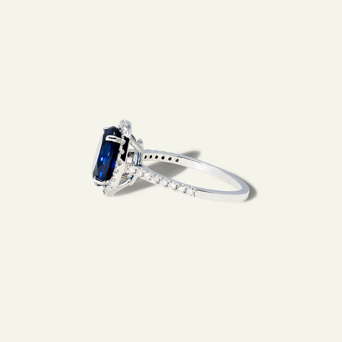 Blue Sapphire Ring with Halo