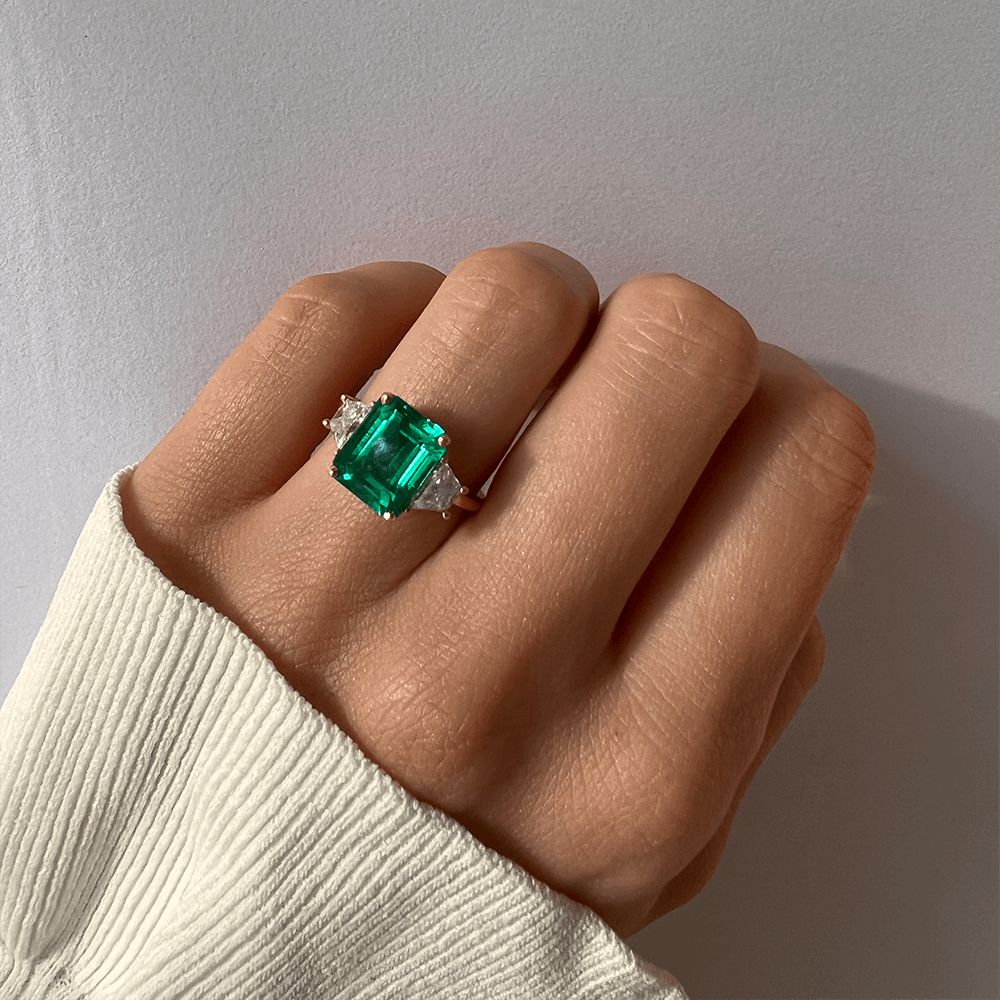 Emerald Three Stone Ring