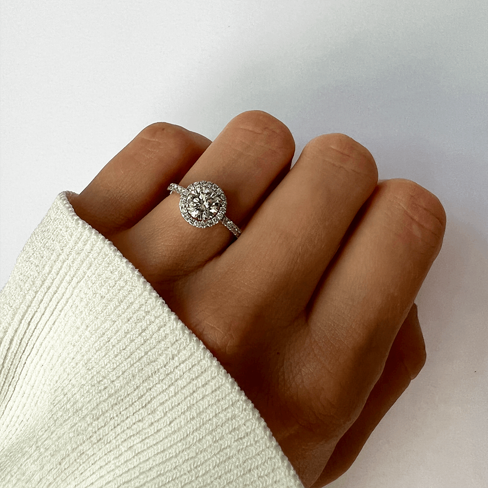 1-carat Round Solitaire Ring with Halo