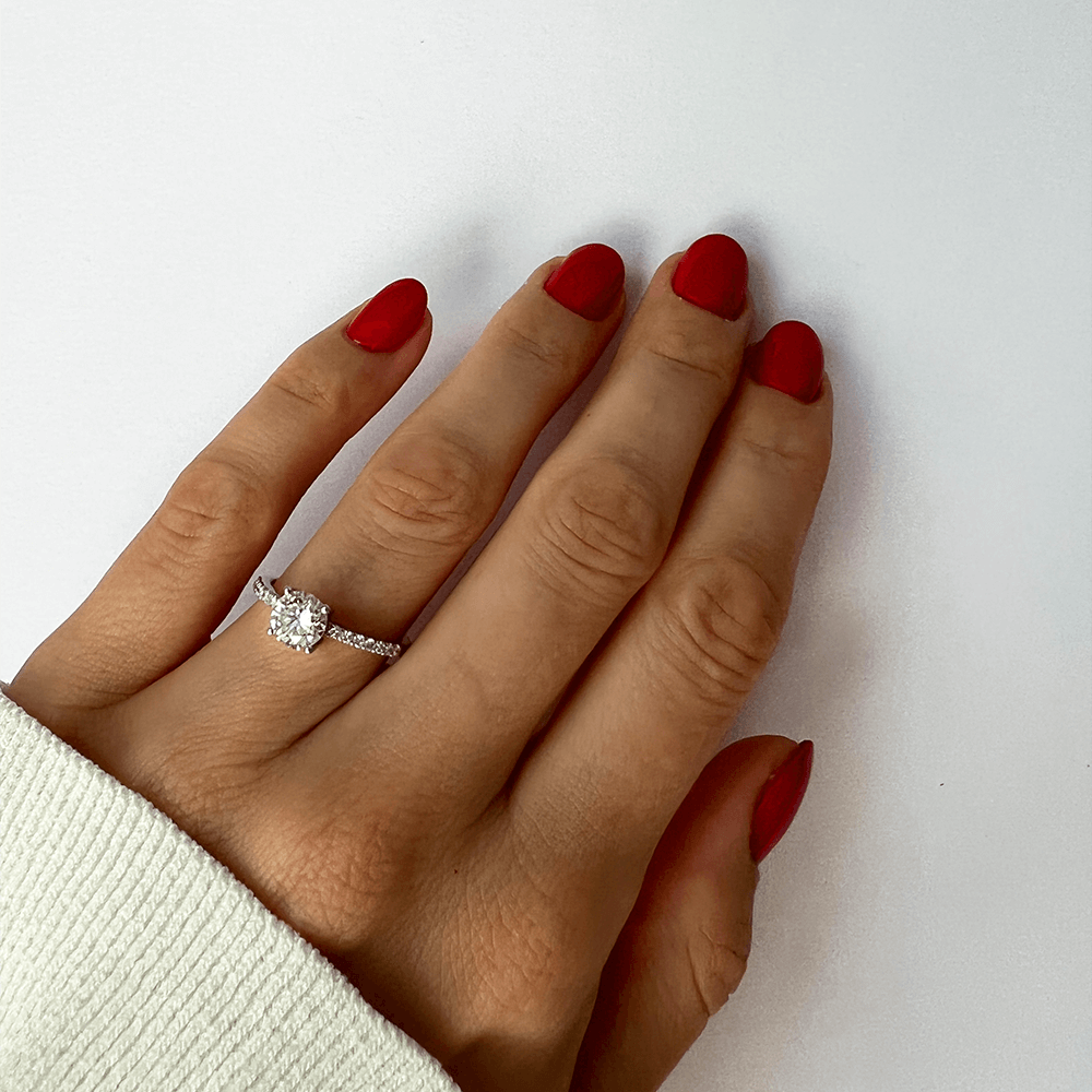 1-carat Round Solitaire Ring with Pavé