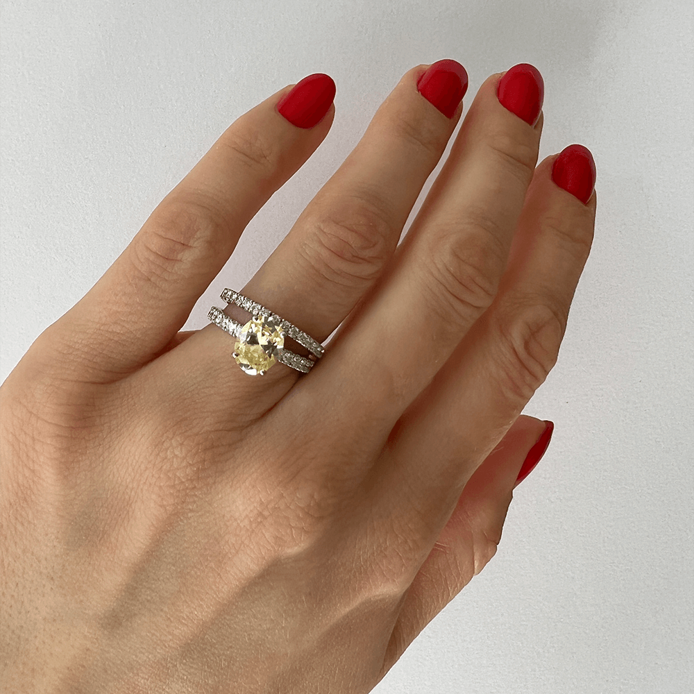 Yellow Sapphire Ring with Pavé