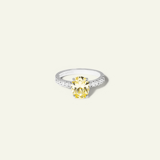 Yellow Sapphire Ring with Pavé