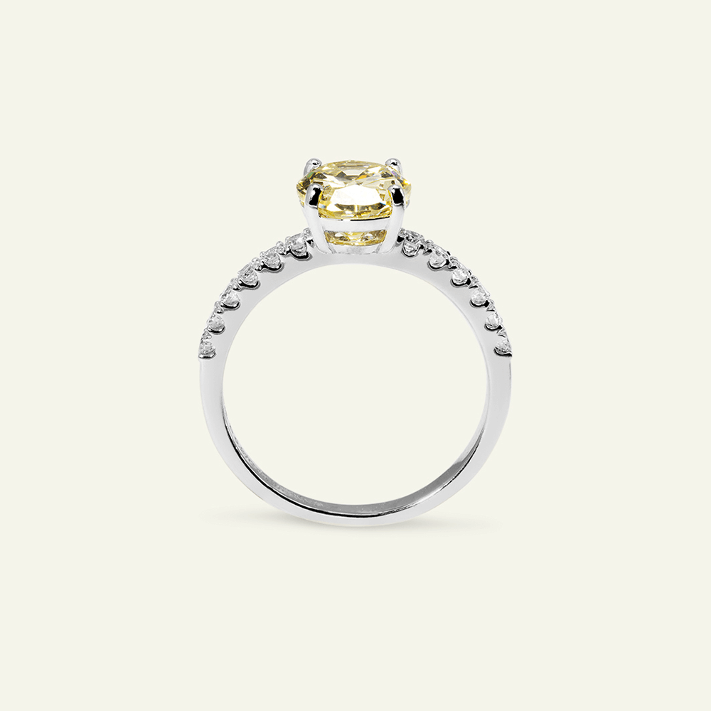 Yellow Sapphire Ring with Pavé