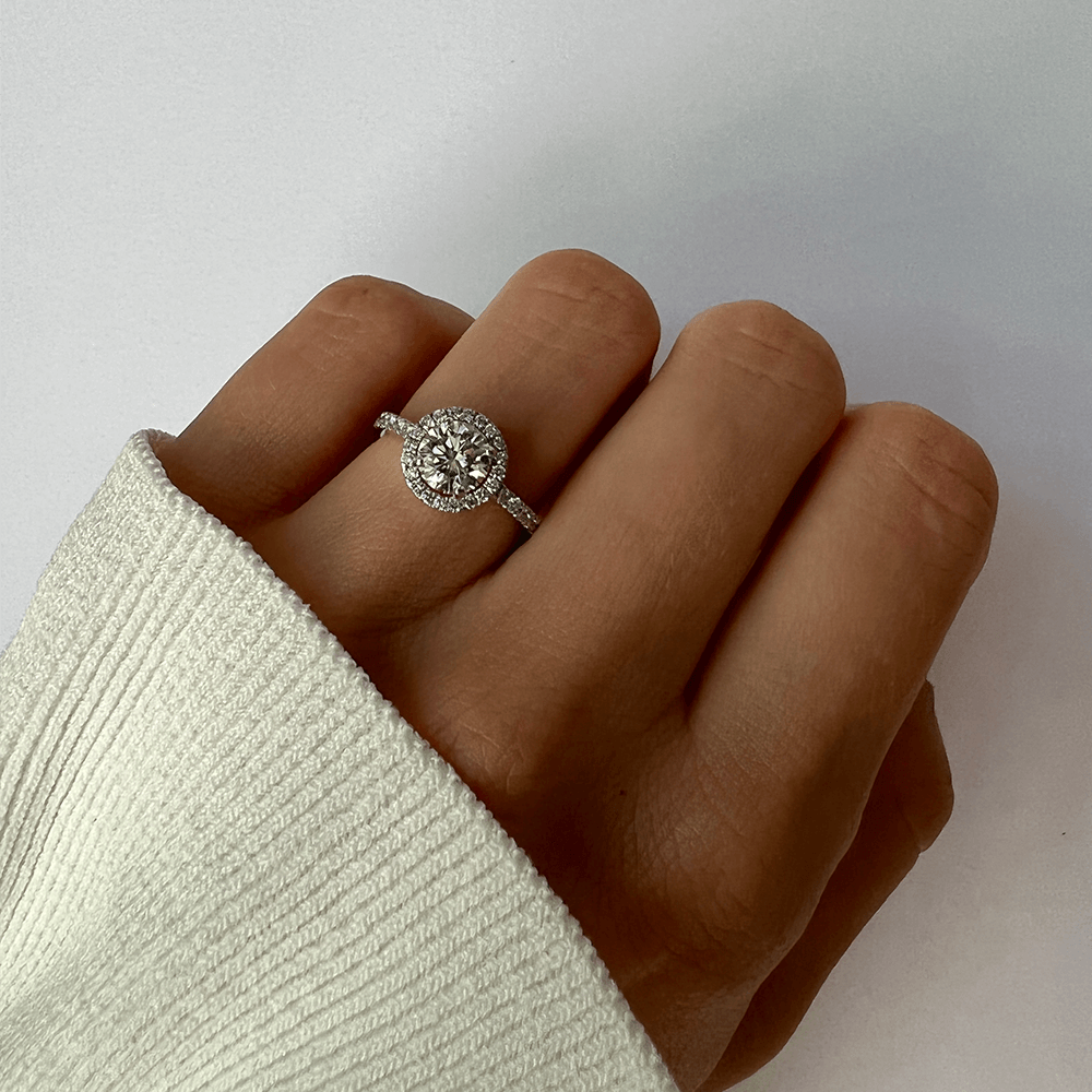 1-carat Round Solitaire Ring with Halo