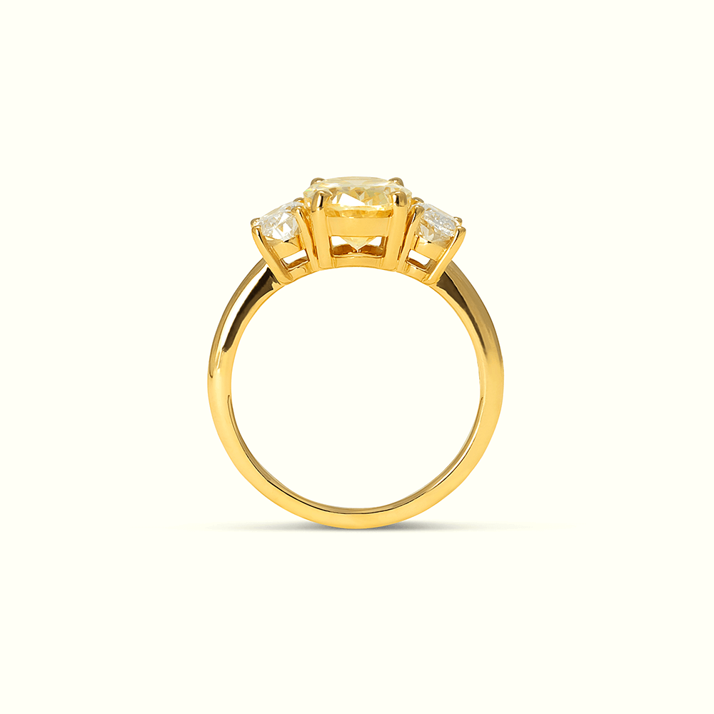 Yellow Sapphire Three Stone Ring